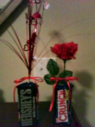 vase made from candy bars