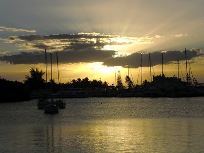 Sun setting over the island
