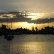 Sun setting over the island