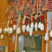 ornaments hanging to dry