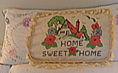 pillow made from recycled vintage linens
