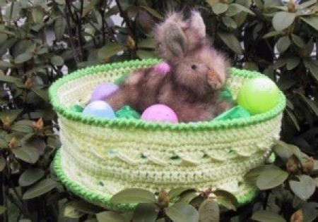 stuffed bunny in basket