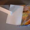 Cardboard pyramid from Bic pen package.
