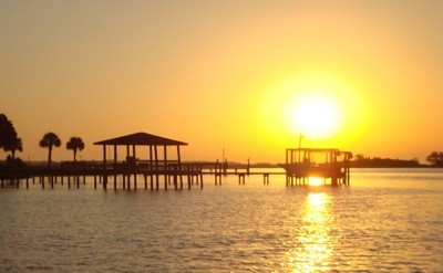 A golden sunrise over the ocean in North Carolina.