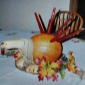 pumpkin turkey with candle feathers