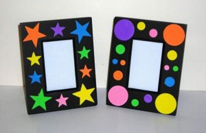 frames decorated with foam shapes