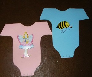 Pink and blue onesie invitations.