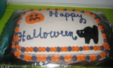 A decorated Halloween cake.