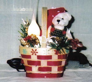 Red and white Christmas basket.