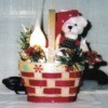 Red and white Christmas basket.