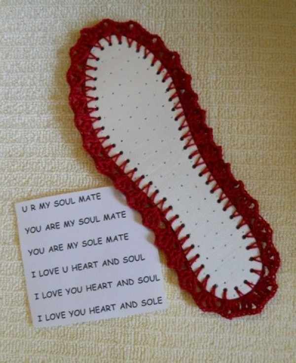 Valentine in the shape of a shoe sole.