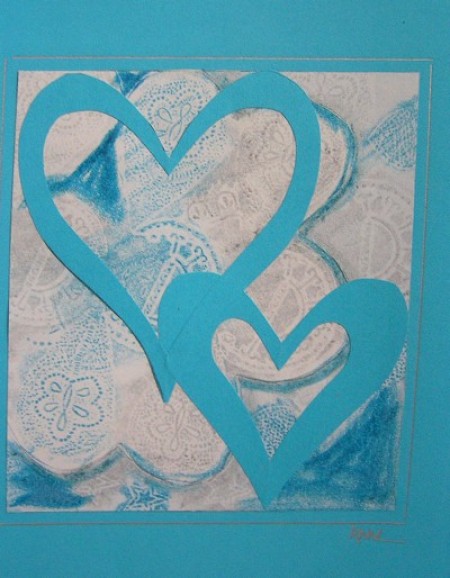 Blue and white heart card.