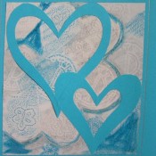 Blue and white heart card.