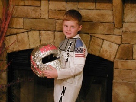 A child dressed as an astronaut.