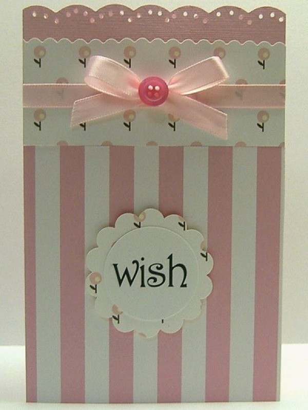 pink and white striped card