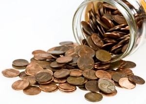 A jar full of pennies.