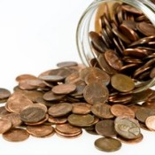 A jar full of pennies.