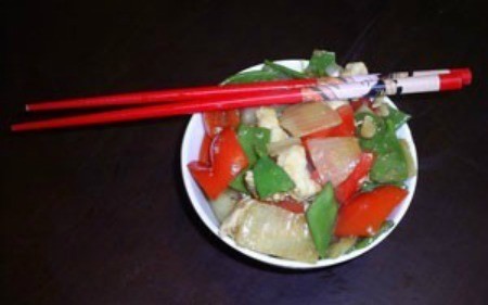 $10 Dinners: Chicken Stir Fry - stir fry with chopsticks