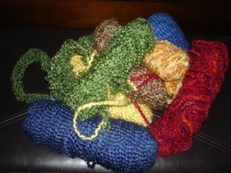 Various colors of yarn.