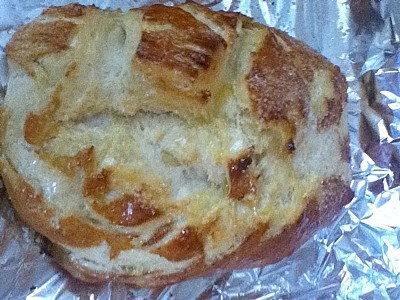 pretzel bread on foil