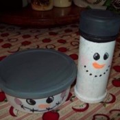 Recycled Snowman Candy Containers - finished containers