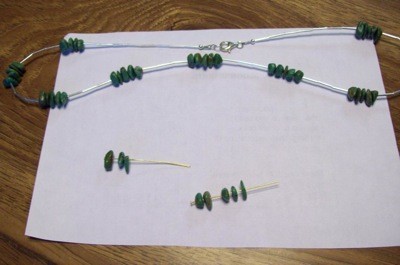 Stones on earring wire.