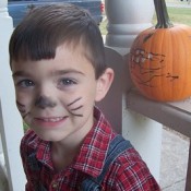 A boy dressed as a country mouse for Halloween.