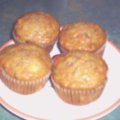 Spicy Pineapple Carrot Zucchini Muffins on plate