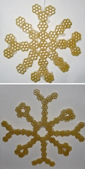 snowflakes made from pasta