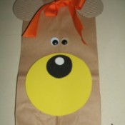Decorated brown paper bag.