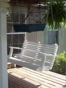 white porch swing