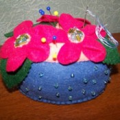 bright pink flowered pin cushion