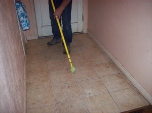 cleaning floor