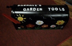 Painted garden mailbox.