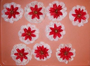 Several lace poinsettias.