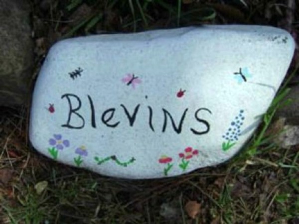 Name painted on rock.