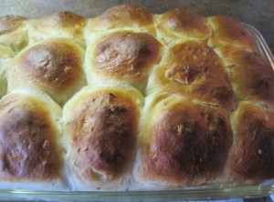 Pan of rolls.