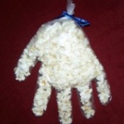 glove filled with popcorn