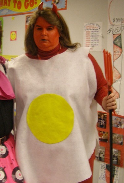 woman dressed as a deviled egg