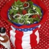 Salad served in Uncle Sam hat.