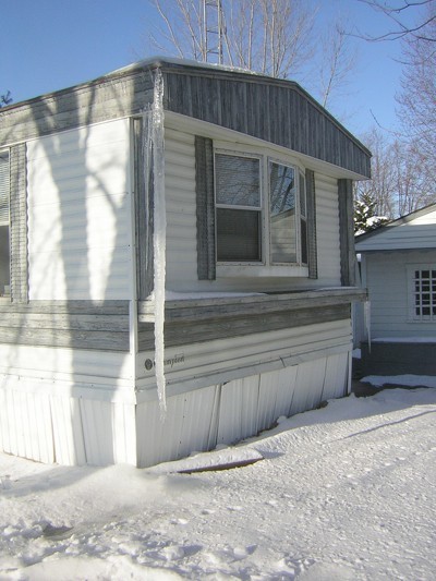 Long icicle on a mobile home.