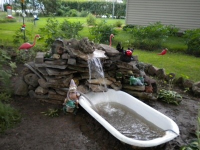 clawfoot bathtub pond