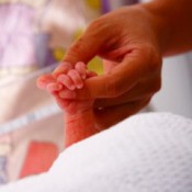 hand holding a tiny baby hand