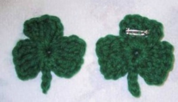 Crocheted Shamrock Pin