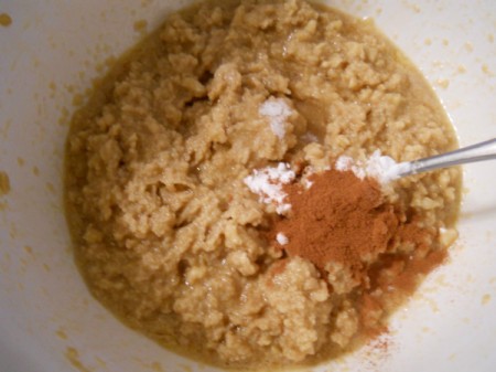 Add baking soda, salt, and cinnamon.