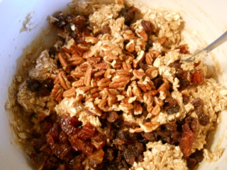 Addig raisins, dates, and pecans.