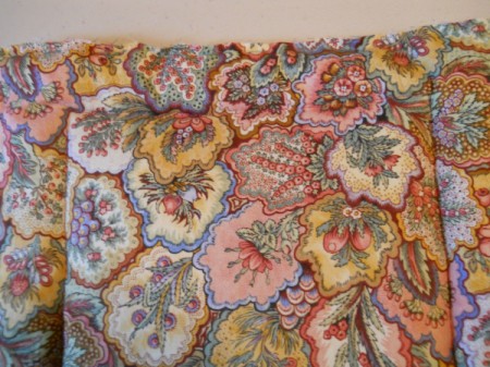 Closeup of quilting stitching.