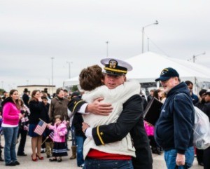 A man in the Navy coming home.