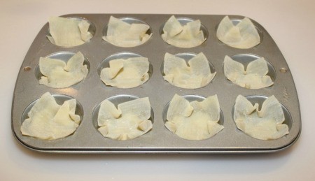 wonton wrappers in pan