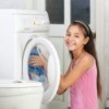 girl cleaning laundry